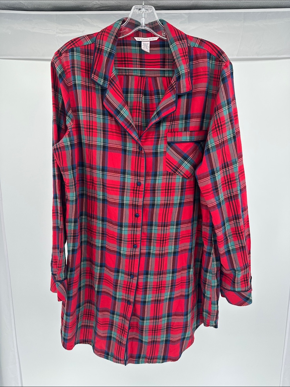 Victoria's Secret Red and Green Plaid Button-Front Shirt